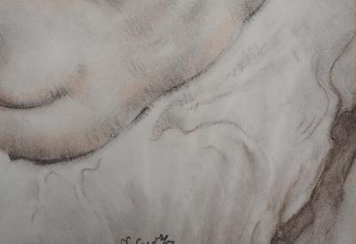 Ecole française XXe siècle -  Femme nue allongée de dos - Dessin Original Signé 2