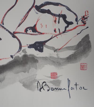 Alain BONNEFOIT : Femme nue allongée (Kristel) - Lithographie Originale Signée 2