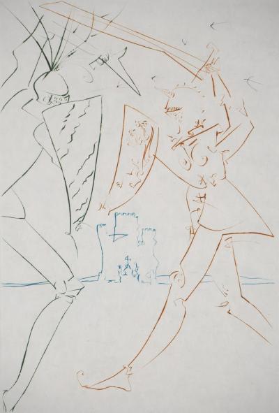 Salvador DALI - Le détroit de Gadalore (chevaliers), Gravure Originale Signée 2