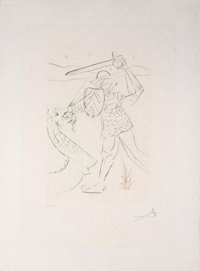 Salvador DALI - La tombe de Lancelot, Gravure Originale Signée 2