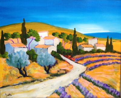 Claude BALTA. Hameaux dans les pins, Baux-de-Provence. Huile sur toile 2