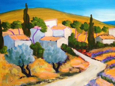 Claude BALTA. Hameaux dans les pins, Baux-de-Provence. Huile sur toile 2