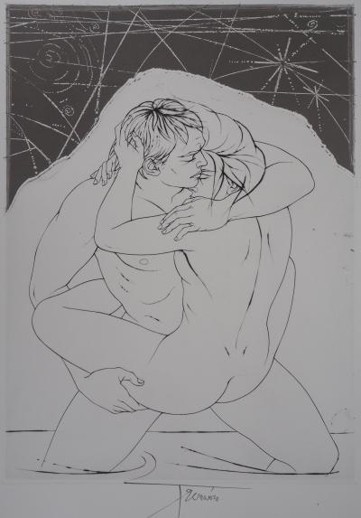 Pierre-Yves TRÉMOIS : Couple sous les étoiles - Gravure Originale Signée 2