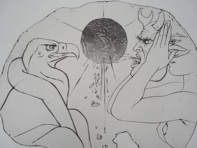 Pierre-Yves TRÉMOIS : Effrayant - Original signed engraving 2
