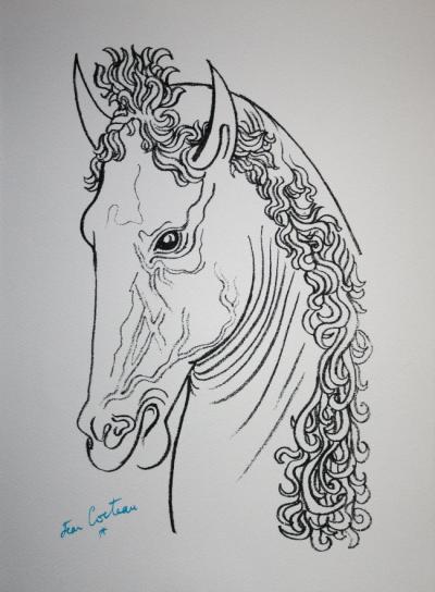 Jean COCTEAU : Cheval fougueux - Lithographie Signée, 1961 2