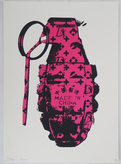 Death NYC - Pink made in china grenade  - Sérigraphie originale signée 2