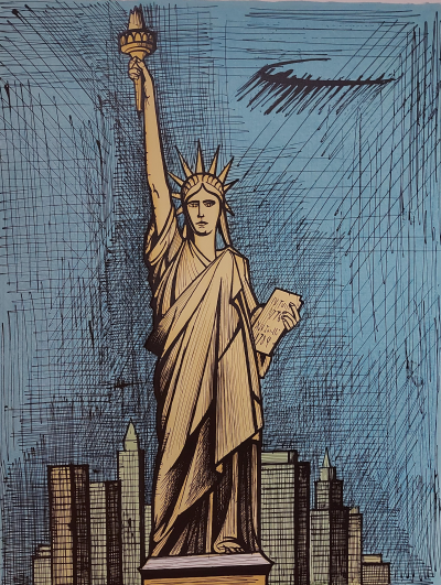 Bernard Buffet - Statue de la liberté (1986)  - Lithographie originale signée au crayon 2