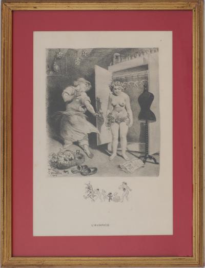 Adolphe Léon WILLETTE : Les pêchés capitaux - Sept Gravures Originales Signées 2