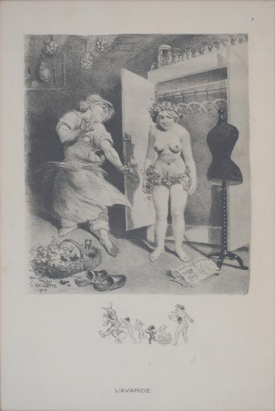 Adolphe Léon WILLETTE : Les pêchés capitaux - Sept Gravures Originales Signées 2