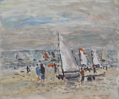 Jean-Jacques RENÉ : Le départ des voiliers - Huile sur toile signée 2