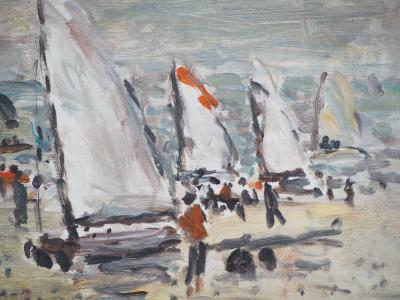 Jean-Jacques RENÉ : Le départ des voiliers - Huile sur toile signée 2