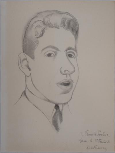 Roger de la FRESNAYE : Portrait de Francis Poulenc - Lithographie signée 2