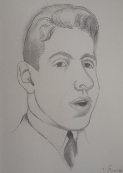 Roger de la FRESNAYE : Portrait de Francis Poulenc - Lithographie signée 2