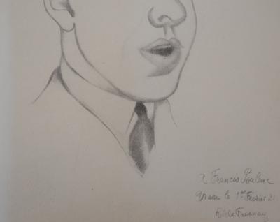 Roger de la FRESNAYE : Portrait de Francis Poulenc - Lithographie signée 2