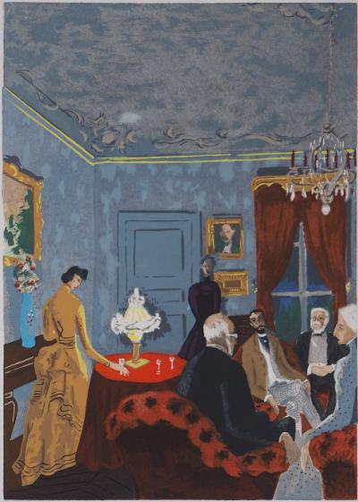 Roger MOREL (after): Interior discussion, 1945 - Lithograph 2