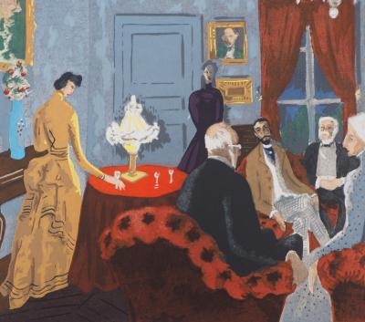 Roger MOREL (after): Interior discussion, 1945 - Lithograph 2