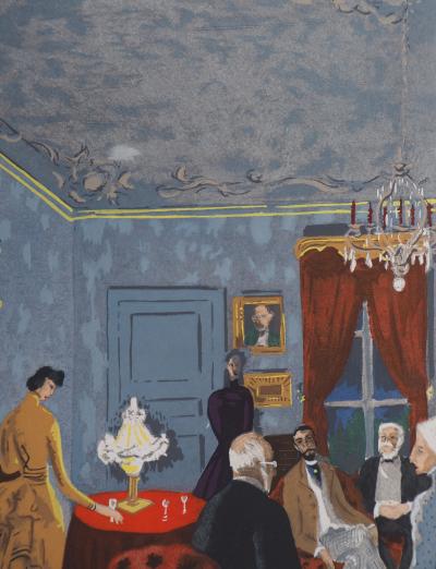 Roger MOREL (after): Interior discussion, 1945 - Lithograph 2