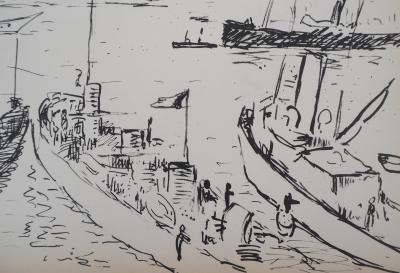 Albert MARQUET : Vue sur le port - Lithographie Signée 2