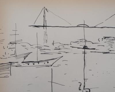 Albert MARQUET : Vue sur le port - Lithographie Signée 2