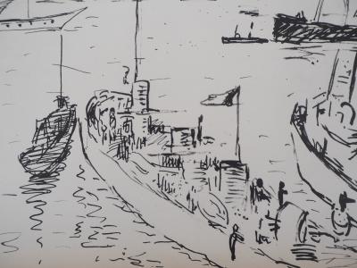 Albert MARQUET : Vue sur le port - Lithographie Signée 2