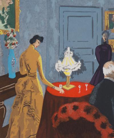 Roger MOREL (d’après) : Discussion d’intérieur, 1945 - Lithographie 2
