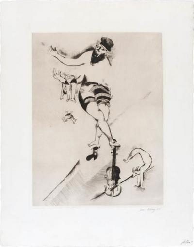 Marc Chagall - L’acrobate au violon, Eau-forte, signé 2