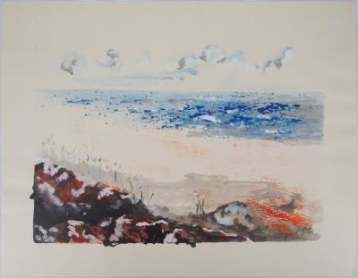 LAGARD : Vue sur la plage - Aquarelle Originale Signée 2