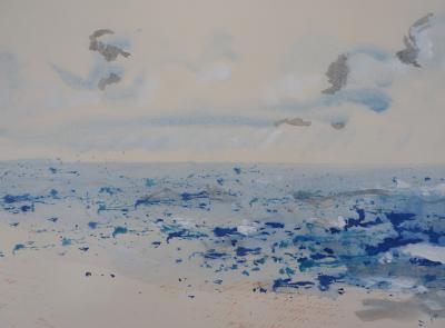 LAGARD : Vue sur la plage - Aquarelle Originale Signée 2