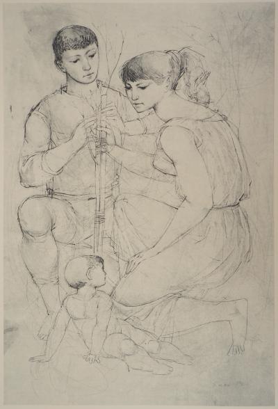 Johann KASS : En famille - Lithographie Signée 2