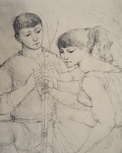 Johann KASS : En famille - Lithographie Signée 2