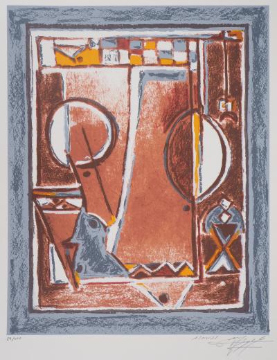 Mohammed Azouzi : Composition abstraite - Lithographie Originale Signée 2
