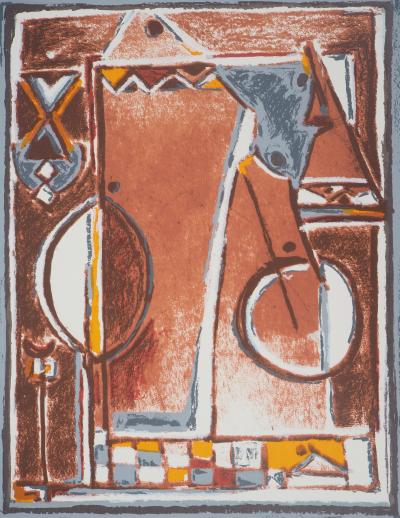 Mohammed Azouzi : Composition abstraite - Lithographie Originale Signée 2