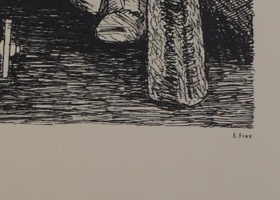 E. FREY : Unter tage - Tirage Offset Signé 2