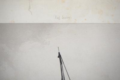 Eugène ISABEY : La barque se hâlant sur une bouée - Lithographie Signée 2