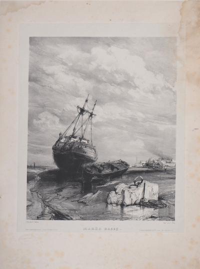 Eugène ISABEY : Marée basse - Lithographie Originale Signée 2