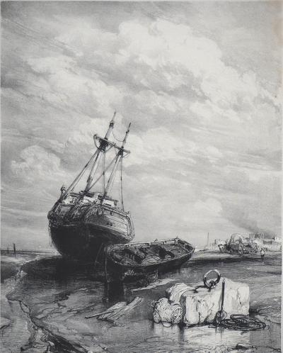 Eugène ISABEY : Marée basse - Lithographie Originale Signée 2