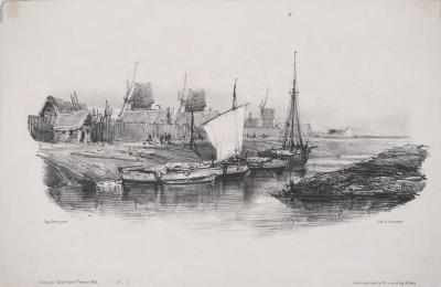 Eugene ISABEY -  Souvenirs, canal side - lithograph 2