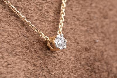 Collier femme en or jaune 18 carats  chaîne en maille forçat, orné de 7 diamants taille brillant 2