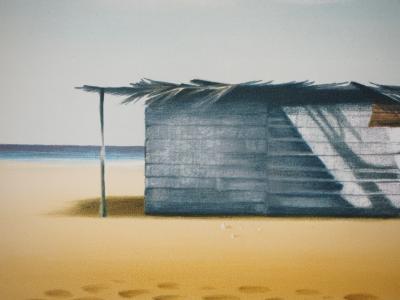 Michèle BATTUT : Cabanon sur la plage - Lithographie Originale Signée 2