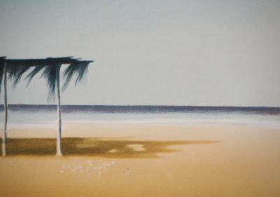 Michèle BATTUT : Cabanon sur la plage - Lithographie Originale Signée 2