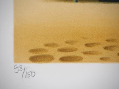 Michèle BATTUT : Cabanon sur la plage - Lithographie Originale Signée 2
