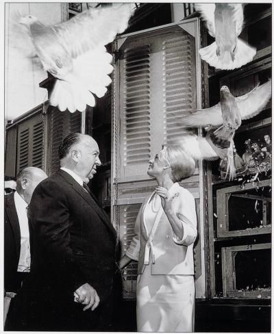 Hulton Archive - Alfred Hitchcock on the set of the birds, 1963, Photographie 2