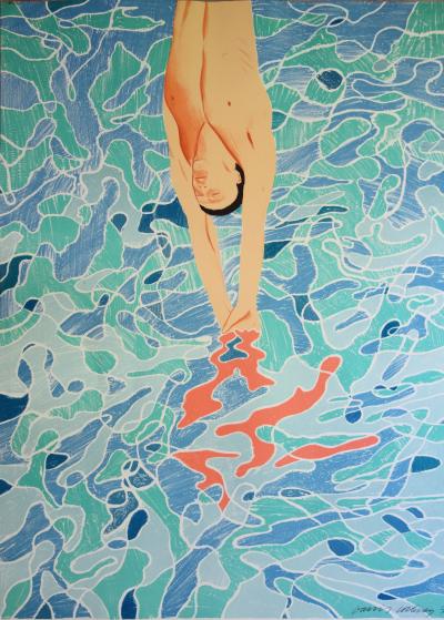 David HOCKNEY - The Diver, 1972 - Signed lithograph 2