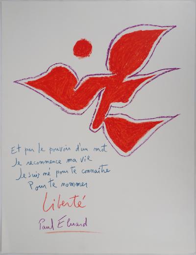Paul ELUARD (d’après) : Liberté - Lithographie Signée 2