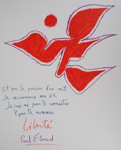Paul ELUARD (d’après) : Liberté - Lithographie Signée 2