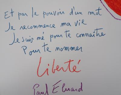 Paul ELUARD (d’après) : Liberté - Lithographie Signée 2