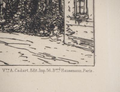 Maxime LALANNE : Vue de l’église et entrée du village d’Essômes - Eau forte Originale Signée 2