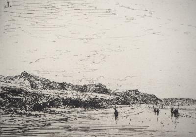 Maxime LALANNE : Bretagne, Une grande plage  - Eau forte Originale Signée 2