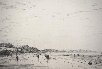 Maxime LALANNE : Bretagne, Une grande plage  - Eau forte Originale Signée 2