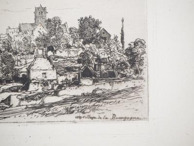 Maxime LALANNE : Un village de Bourgogne  - Eau forte Originale Signée 2